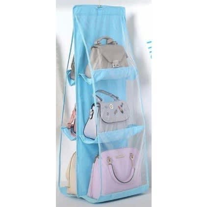 Transparent 6 Pocket Handbag Hanging Storage Bag Dust-proof Pouch