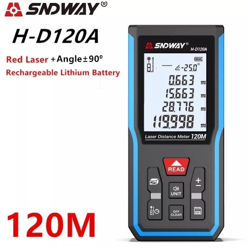 Laser Distance Meter 120m With Rechargeable Battery