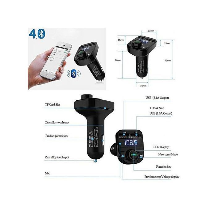 Car Kit Handsfree Wireless Bluetooth FM Transmitter MP3 Player USB LED Modulator