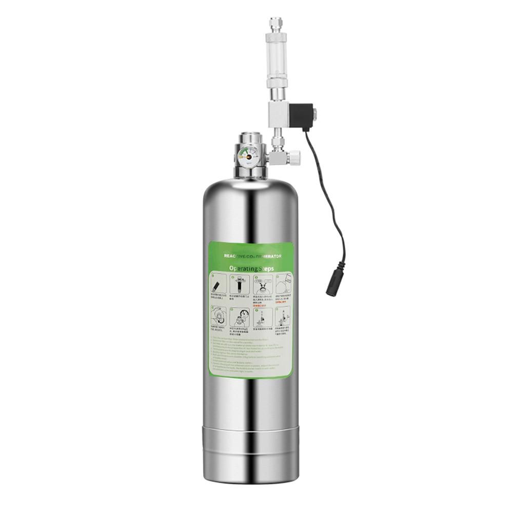 5L Double Aquarium CO2 Generator System Kit CO2 Stainless Steel Cylinder Generator System with Solenoid Valve Bubble Diffuser Carbon Dioxide Reactor Kit for Plants Aquarium