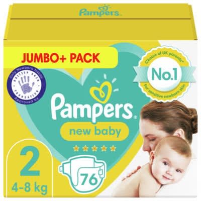New Baby Size 2 - 4kg-8kg Jumbo+ Pack - 76-pack
