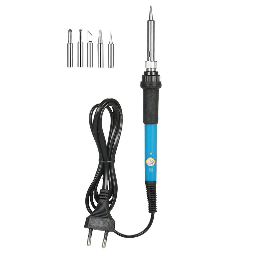 60W Electric Adjustable Temperature Welding Soldering Iron + 5 Replacement Soldering Tips Set