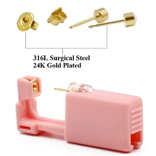 Disposable Sterile Nose And Ear Piercing Gun - Pink