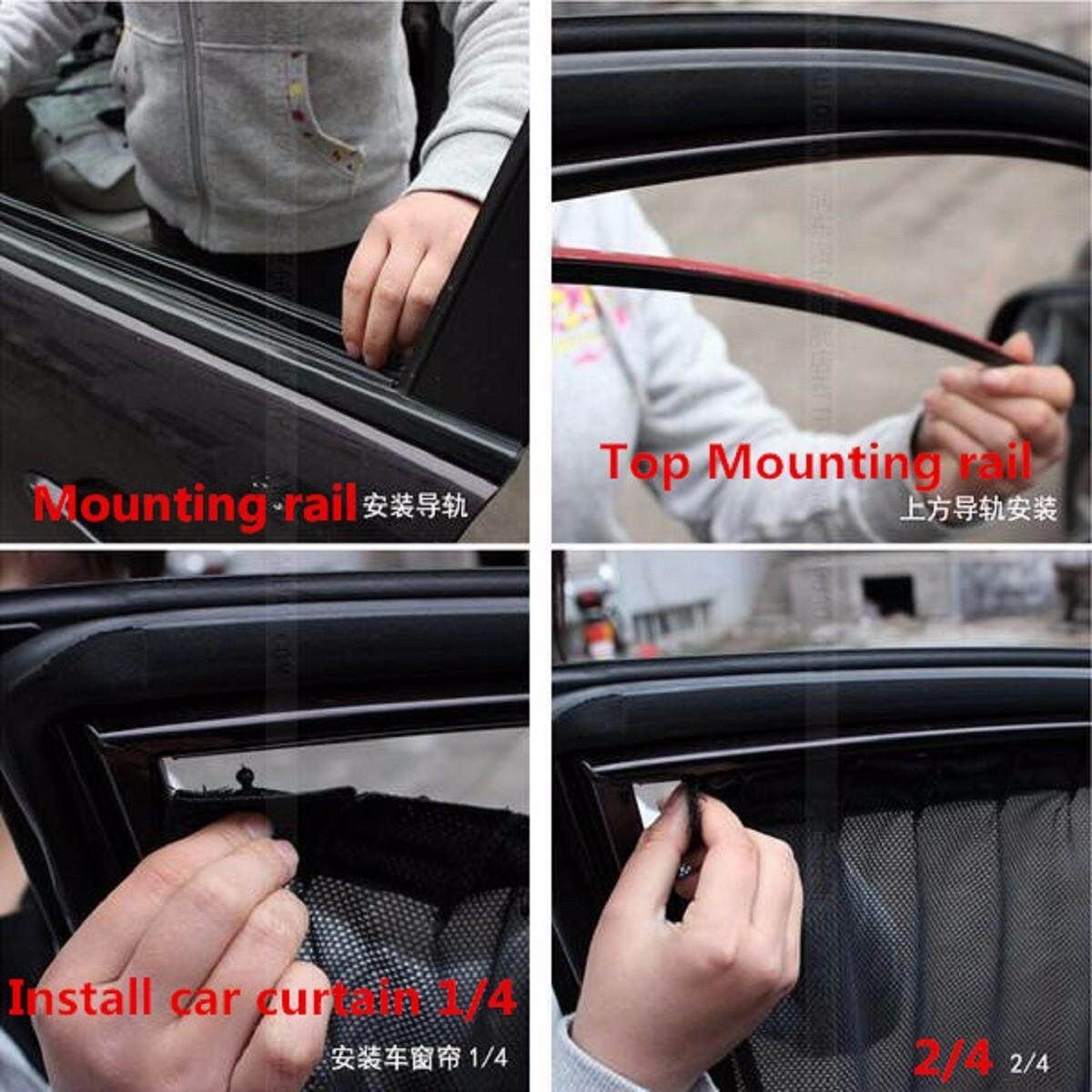 50CM BLACK ADJUSTABLE VIP CAR WINDOW MESH STYLE CURTAIN UV SUNSHADE VISOR PAIR