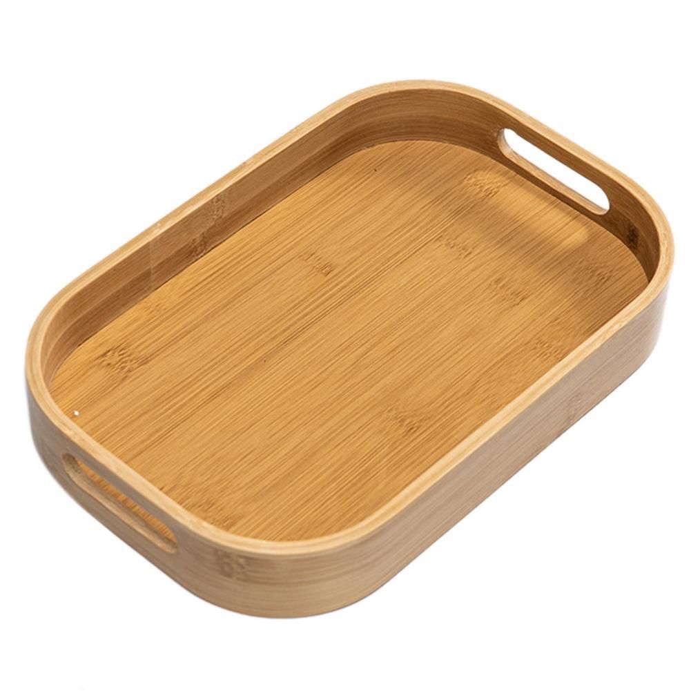 Bamboo Rectangle Serving Tray Wood Plate Tea Food Dishe