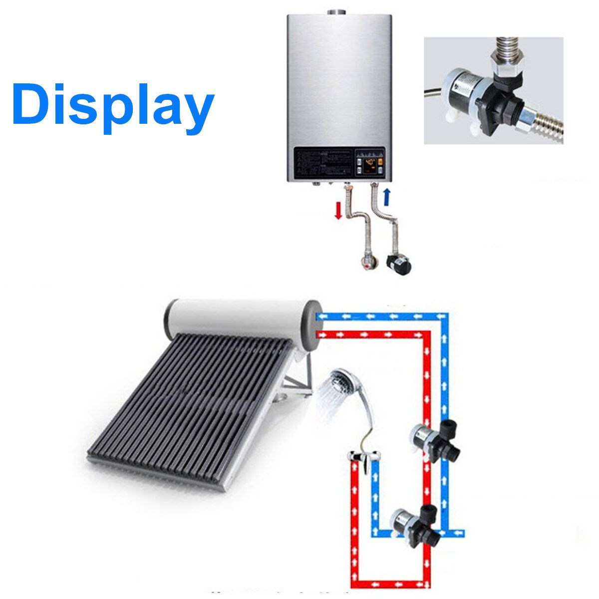 24V Solar Water Pump Shower Hot Water Circulation Brushless Motor 7M 900L/H 20mm JT-750B4