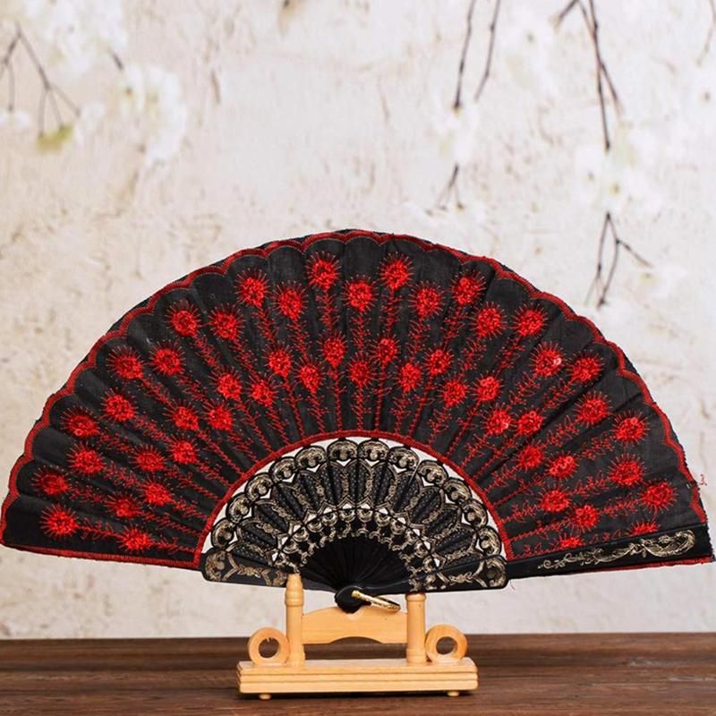 Pattern Fan For Plastic Folding Held Fans Dance Decorative Flower Style Hand Spanish Wedding Party Beautiful O3K1 Cloth