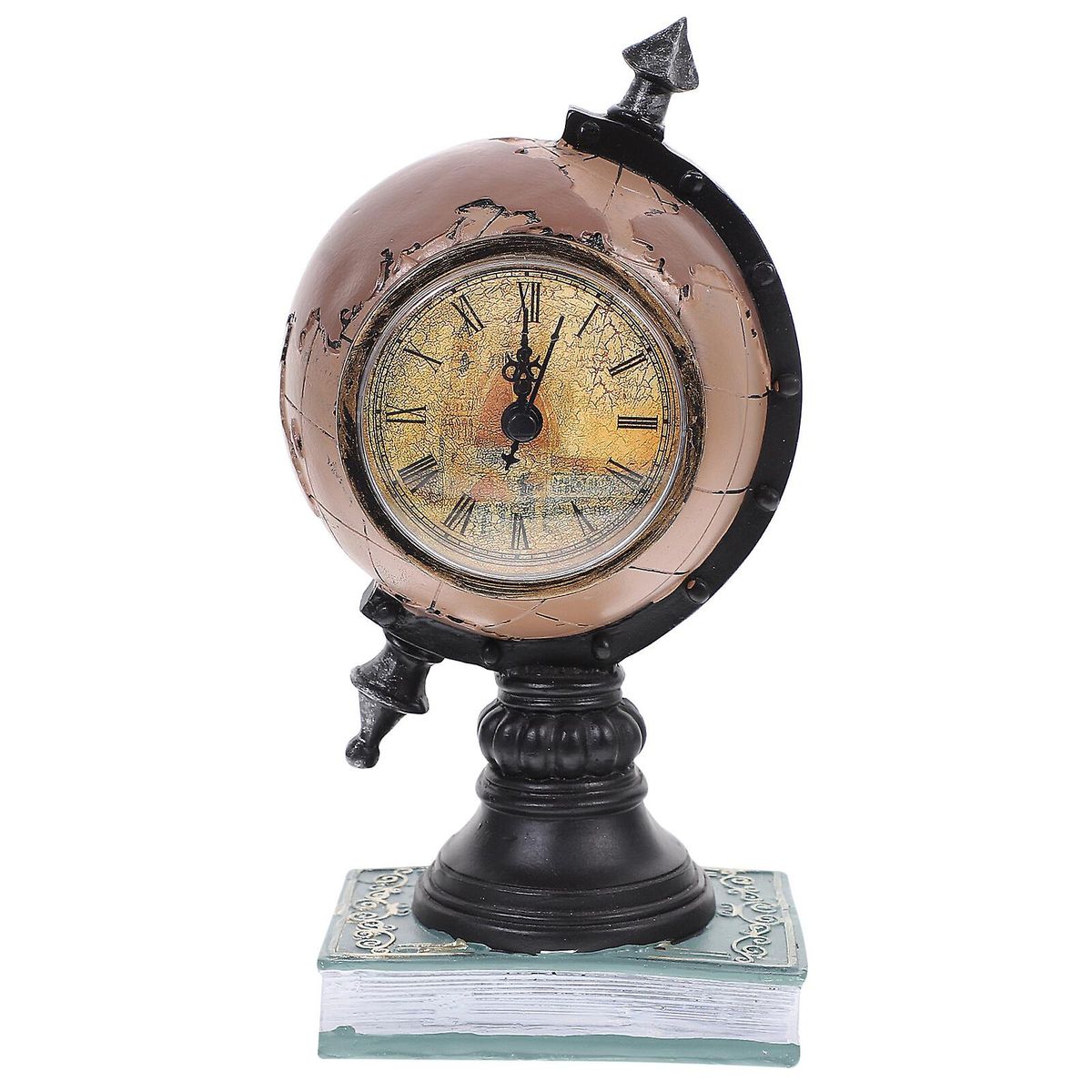 Vintage Globe Shaped Table Clock- Brown