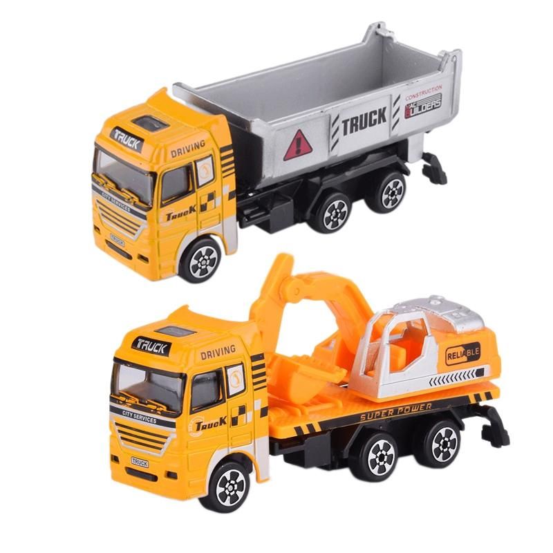 2Pcs 1:64 simu lation Engineering Car Model Toy Car Inertial