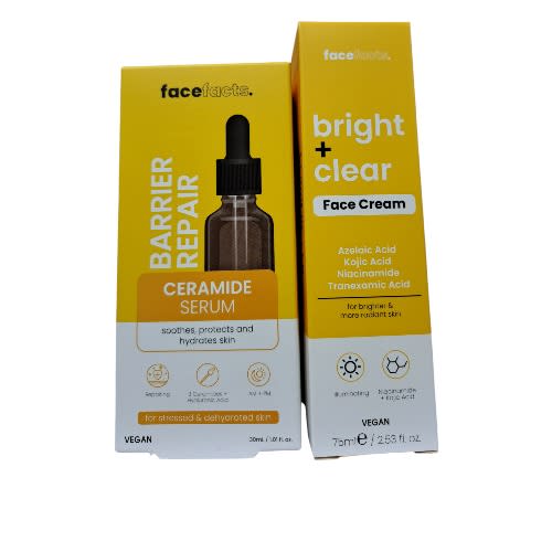 Facefacts Barrier Repair Ceramide Serum 30ml And Bright + Clear Face Cream 75ml