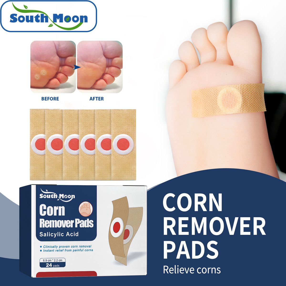 24Pcs Corn Removal Pads Remove Wart Calluses Relieve Pain