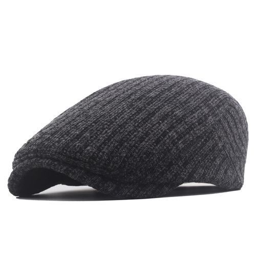 Men's Knitted Cotton Newsboys Beret Cap Grey