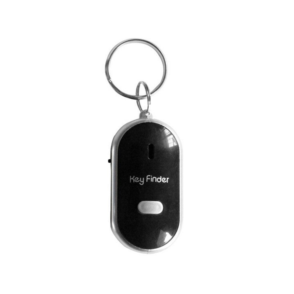 DM LED Whistle Key Finder Flashing Sound Alarm Anti-Lost Keyfinder Locator  Black
