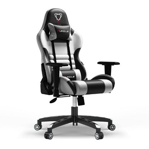 FURGLE Gaming Chair With FOOTREST- White/black