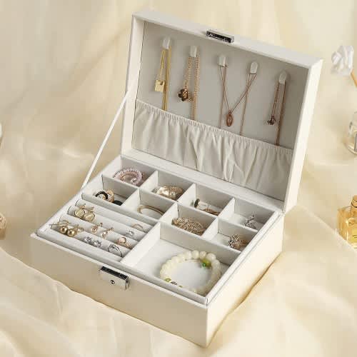 Jewelry Box With Dual Layer And Removable Compartments