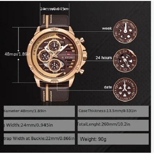 Naviforce Men's Sport leather Watches - Brown