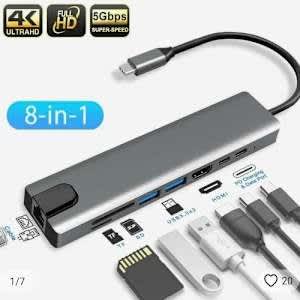 8 In 1 Type C Hub Usb C To Hdmi Compatible Hdtv Vga Usb 3.0 Adapter