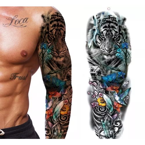 Tiger Animals Full Leg Arm Temporary Tattoo Body Art Sticker