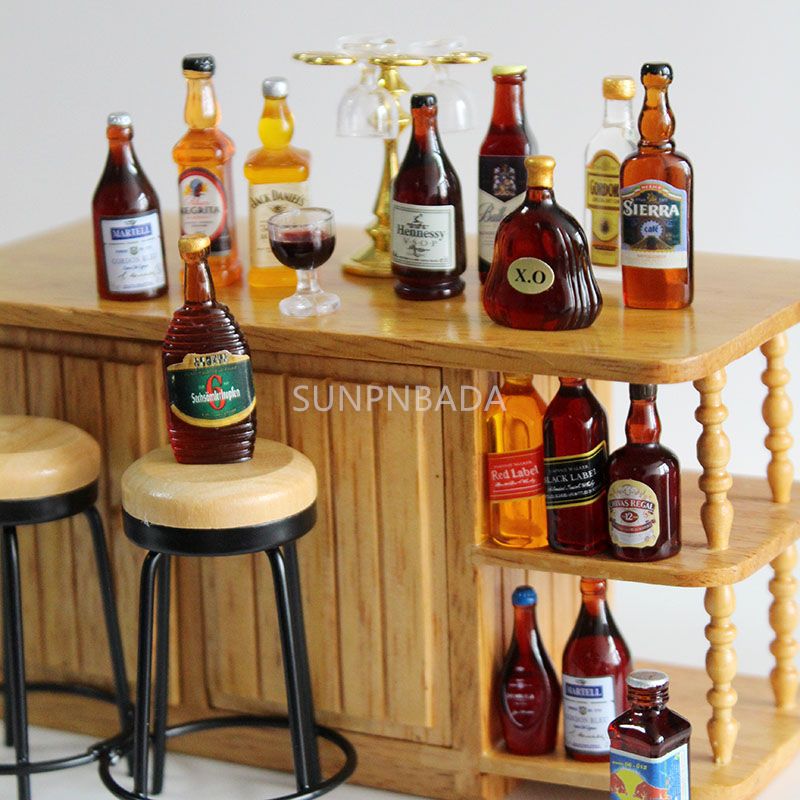 16 Scale Miniature Dollhouse Wine Mini Whisky Bottle Drinks