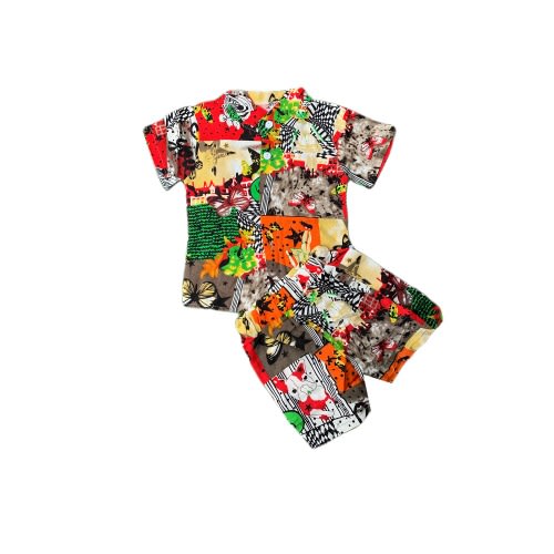 Baby Vintage Shirt & Short - Model N Fvss001- orange&green2
