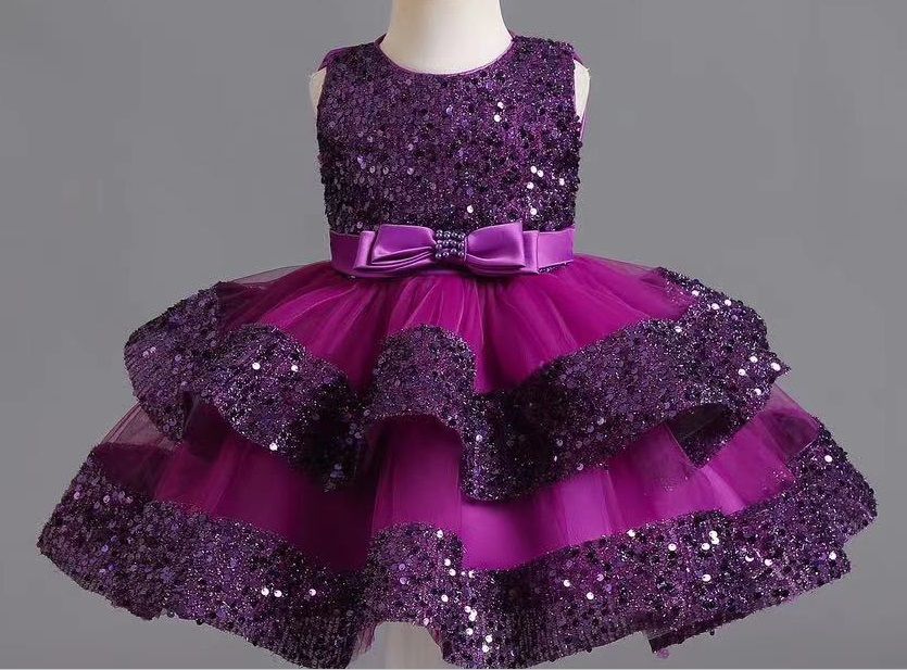 GIRL BIRTHDAY LUXURY SHIMMER DL BALL GOWN - PURPLE - BG400