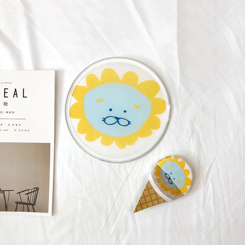 Summer Party Cartoon Portable Hand Creative Folding Fan Hand Fan Mini Hand 1PC Fans Gift Fan Fans Disk Cool Nylon Round Summer