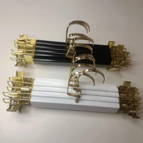 10 Pieces Of Wooden Hangers With Gold Clips