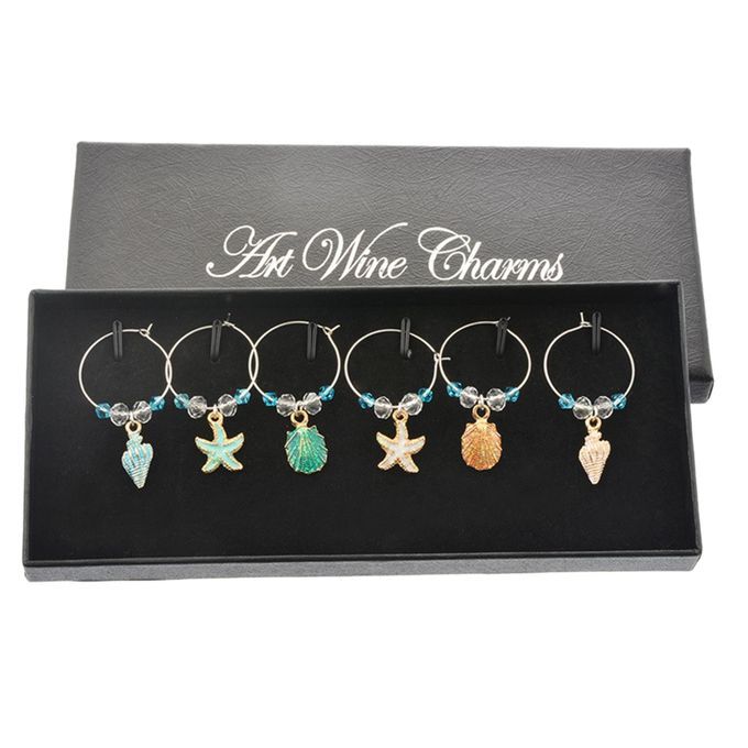 Cup Wine Glass Marker Metal Decor For Home New Year Colorful Shell