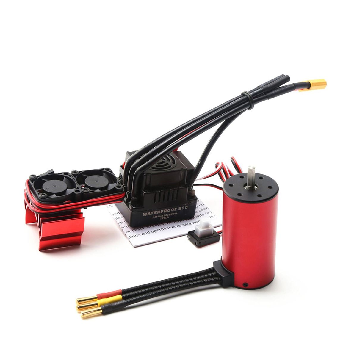 S3670 2850KV Brushless Motor Sensorless Waterproof Motor and 120A Brushless ESC XT60 Plug Heat Sink Replacement for HSP HPI Traxxas 1/8 RC Car Truck