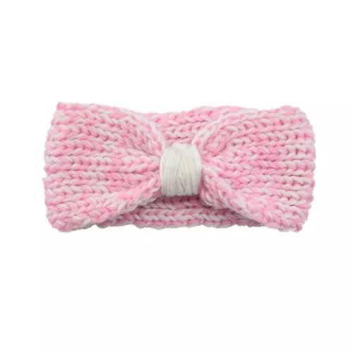 Girl's Expandable Knitted Knot Wool Turban Hairband- Pink