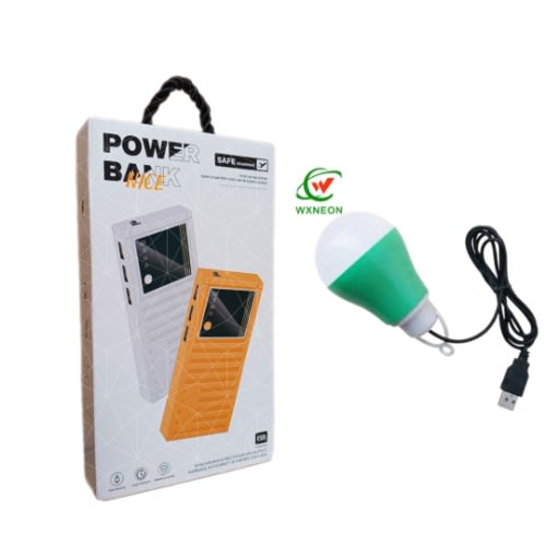 Power Bank With Digital Display And USB Bulb - 20000mAh