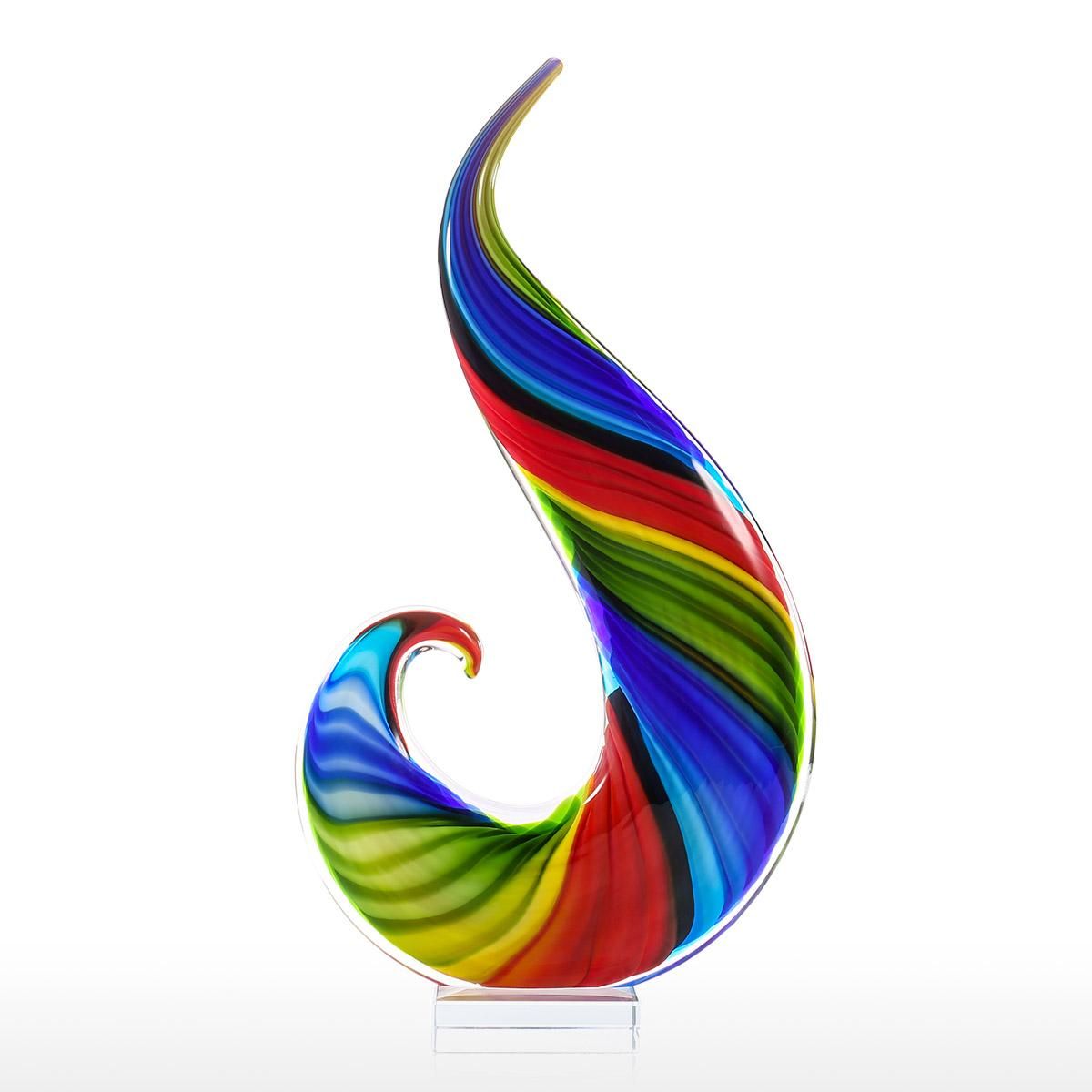 Rainbow Glass Sculpture Hand Blown Glass Art Style Rainbow Sculpture Figurine Abstract Glass Sculpture Mullticolor