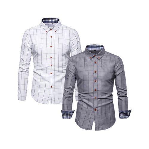 2-in-1 Men's Long Sleeve Shirts-Multicolour