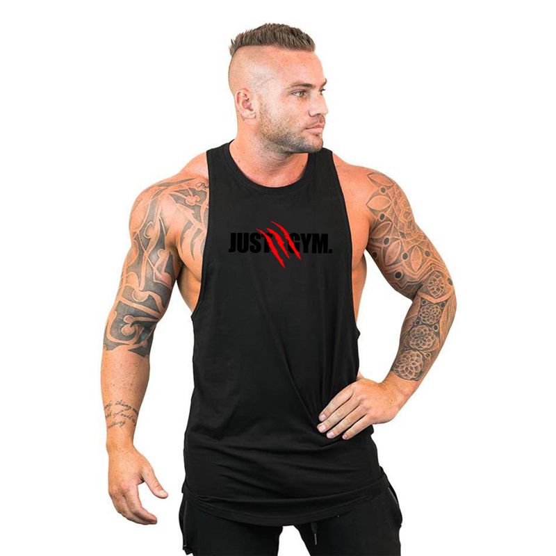 New Summer Brand Cotton Sleeveless Shirts Bodybuilding Stringer Tank Top Men Fitness Shirt Mens Singlet Workout Gym Vest Tanktop(#black189) SHA