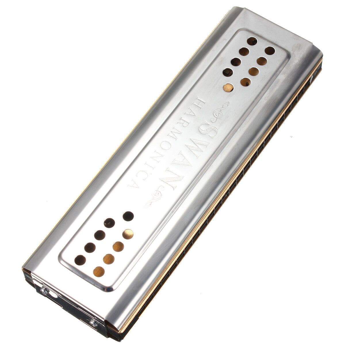 HOT Swan 24 Holes Double Sided Key & G Tremolo Tuned Harmonica SW24-12 Silver