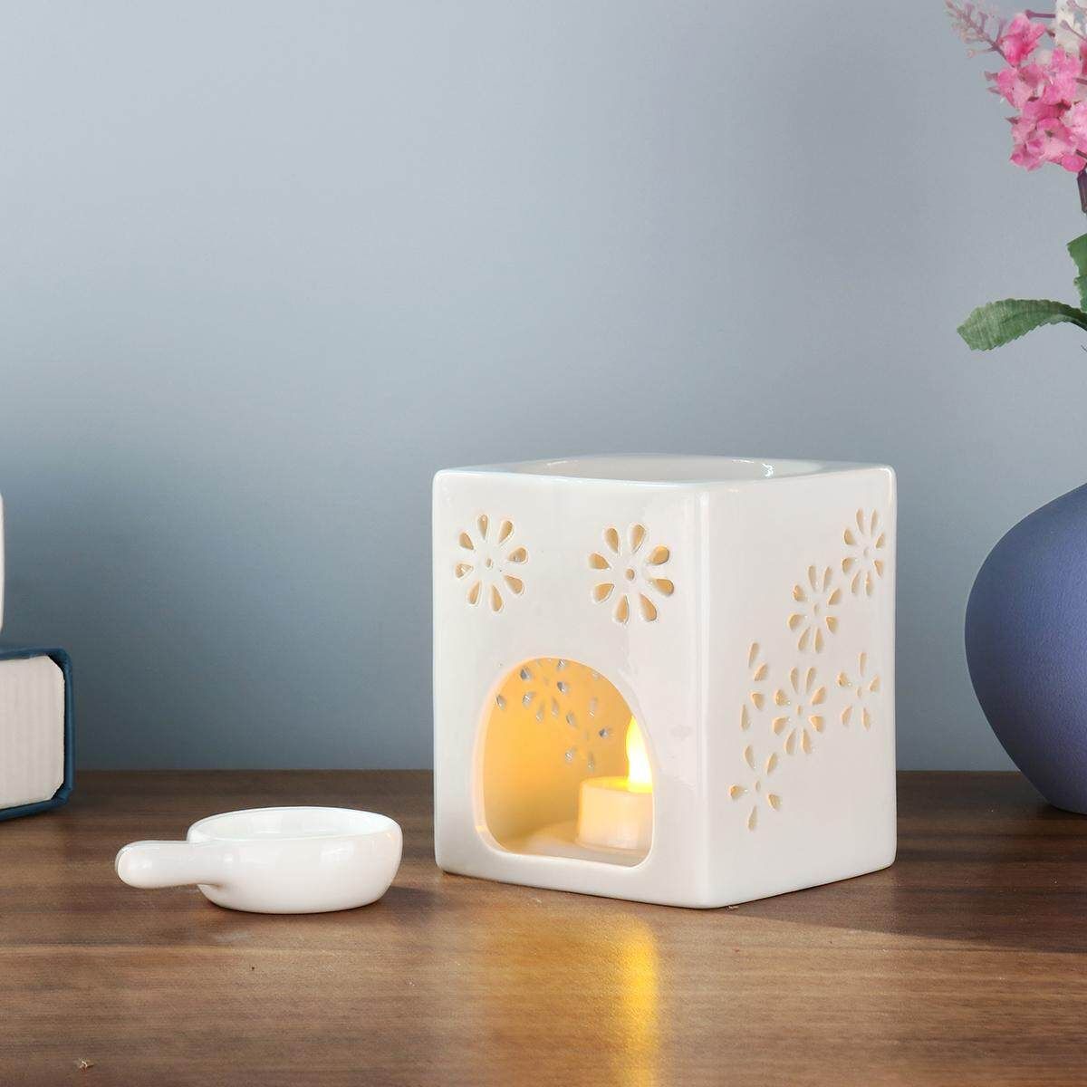 Porcelain Ceramic Oil Essential Melt Tealight Holder Fragrance Brown