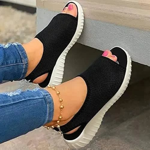 Ladies Mesh Sandals - Black