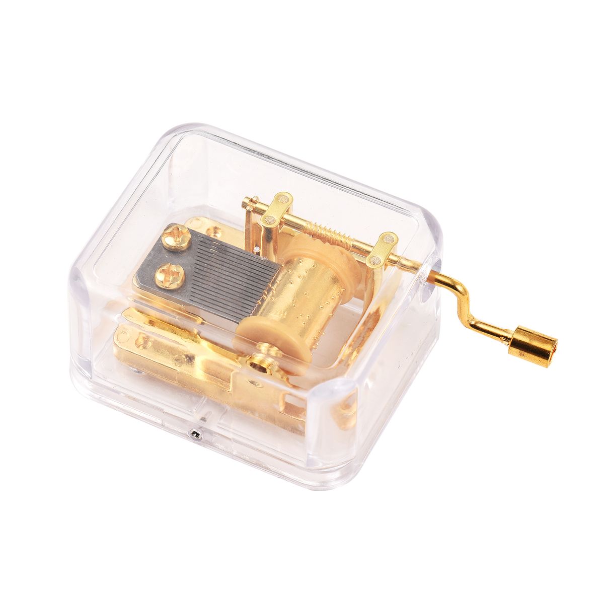 18 Notes Clear Acrylic Music Box Hand Crank DIY Mechanical