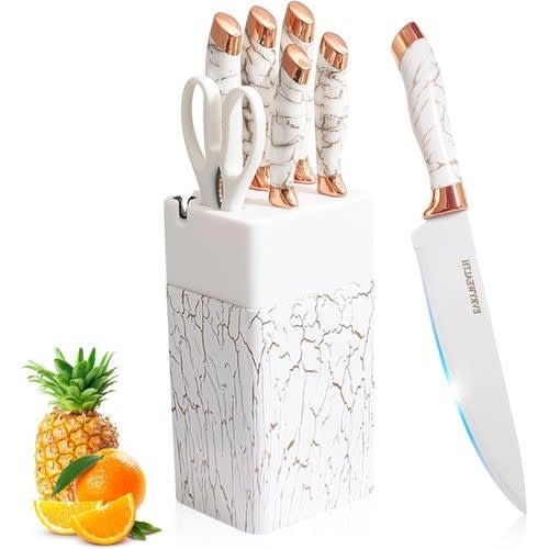 Stainless Steel Kitchen Knife Set With Knife Holder - 7pcs