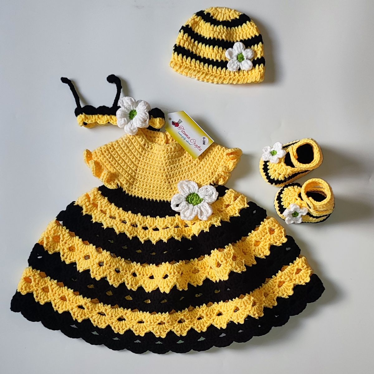 BumbleBee Crochet Dress Set