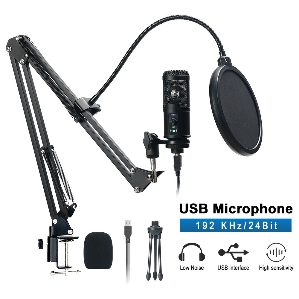 USB Condenser Studio Recording Boom  Mic For Gaming,meeting