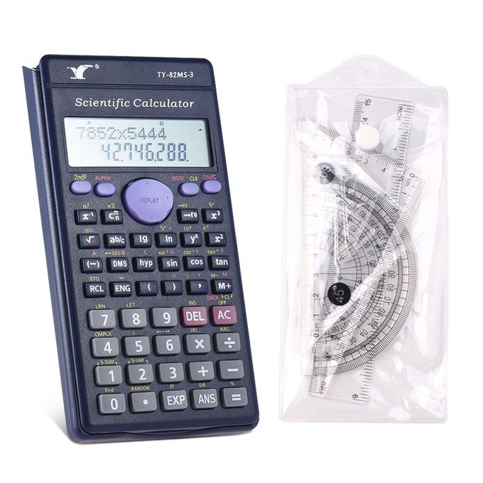 Scientific Calculator Counter 240 Functions+4Pcs Ruler Set