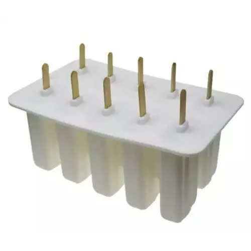 Silicone Ice Cream Popsicle Mold With Free Sticks - White 70ml - 10 Slots