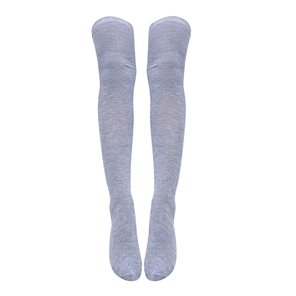 Solid Thigh High Socks Regular Light Grey