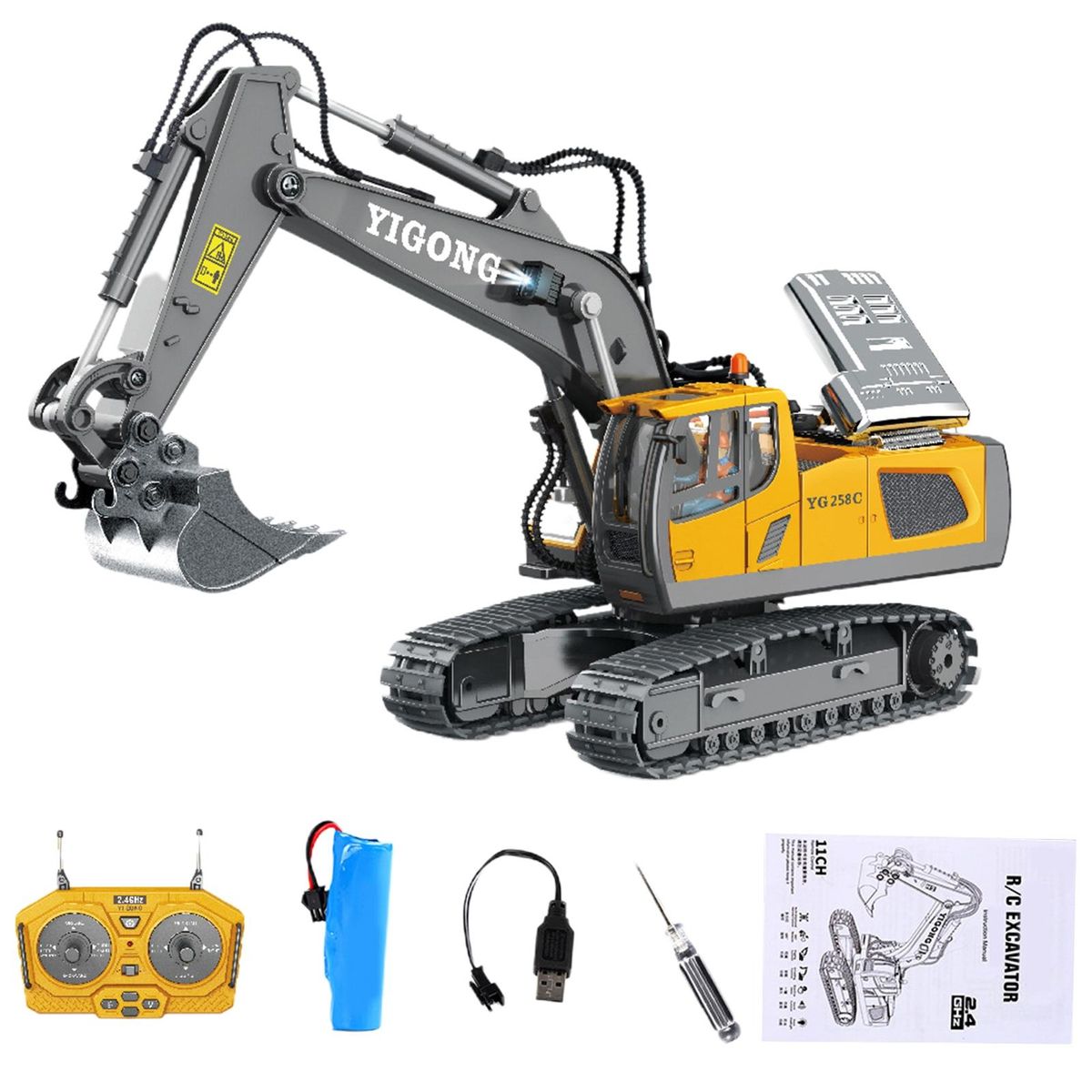 Remote Control Excavator RC Car Dumper Bulldozer Toys Yellow