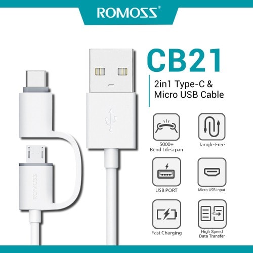 2 In 1 Usb Type-c And Micro-usb Fast Charging Power Cable