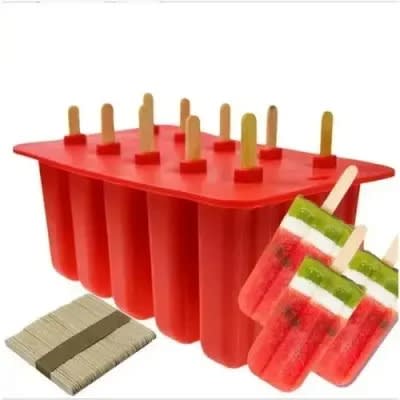 10 Grid Silicone Popsicle Molds With Free Sticks