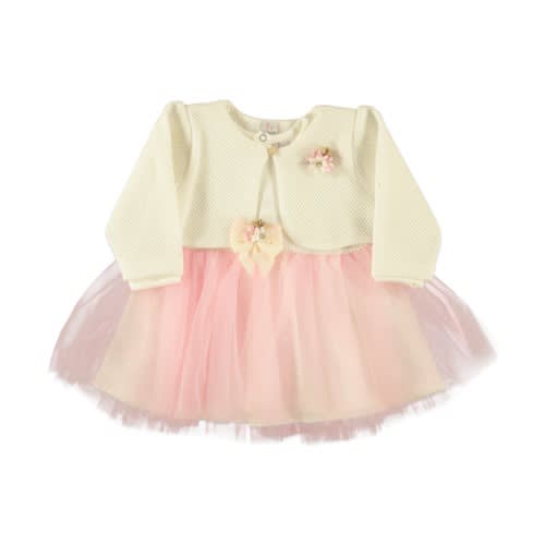Baby Girl Dress With Mesh Bulero Pink