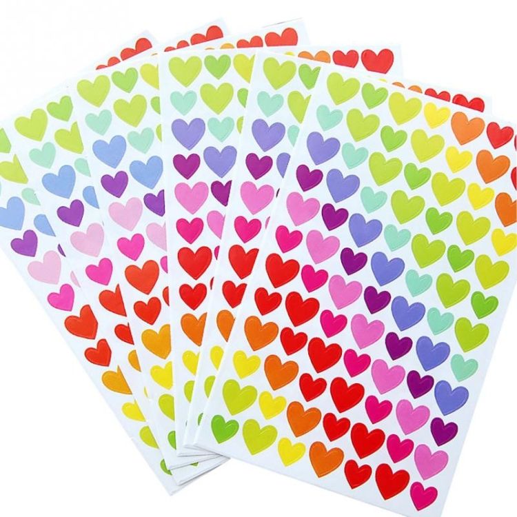 100 PCS Heart Pattern Decorative Sticker