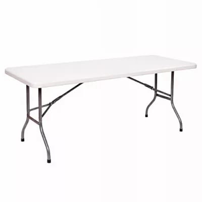 10-seater Rectangular Plastic Top Folding Table 6ft With Foldable Metal Legs